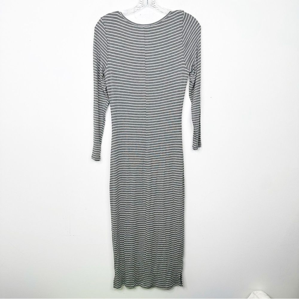 NWT MARINE LAYER | Lexi Ribbed MIDI Dress Heather Gray and White Sz. Medium - Picture 6 of 6